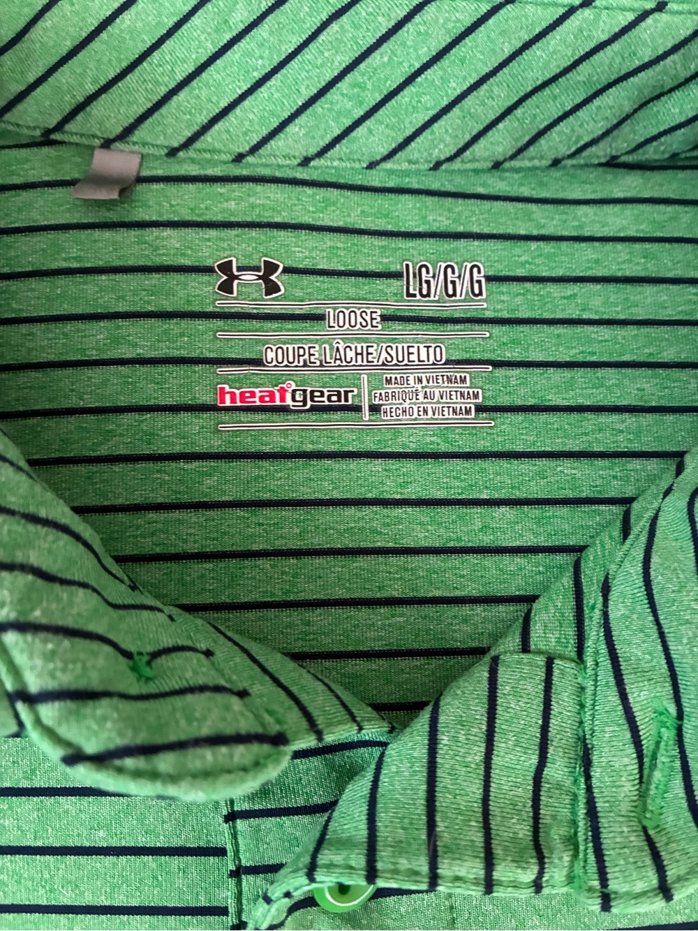Under Armour Men’s Green Striped Polo - Picture 2 of 5